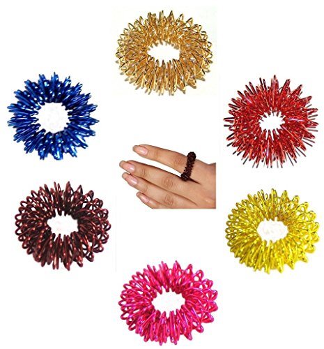 Image of Sujok Acupressure Probe Compact + Center Roller Ii Metal Diagnostic Jimmys + 5Pcs Sujok Rings Compact Jimmy for Acupressure Practitioners (Multicolor)