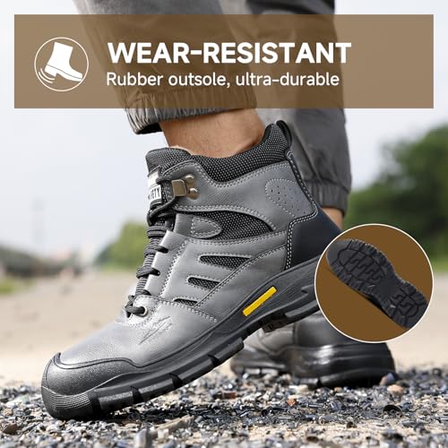 Image of Steel Toe Boots for Men Indestructible High Top Work Shoes for Men Comfortable Safety Shoes Puncture Proof Hiking Construction Shoes Botas de Trabajo para Hombre