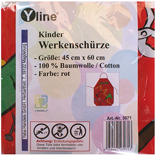 Yline 1 stuk kinderschort rood werken, kinderen knutselschort werkschort tuinschort, schort, 3071