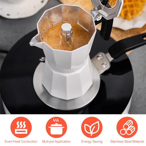 Adaptateur Induction, Disque Relais Induction, Plaque de Diffusion de Chaleur, Diffuseur à Induction avec Poignée Isolante pour Cafetières et Ustensiles de Cuisine Argenté 13cm – Image 5