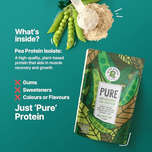 Image of GREEN PROTEIN Plant Protein Powder 500 gram Pure Unflavored | Plant Protein | 20g Protein Per Serving | Keto Friendly | Soy, Dairy & Gluten Free