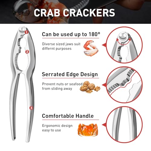 10 Pcs Seafood Tools Set Includes Crab Lobster Crackers, Stainless Steel Crab Forks/Picks, Lobster Shellers and Seafood Scissors, Nut Cracker Set for Crab Leg Crackers Tool - Image 5