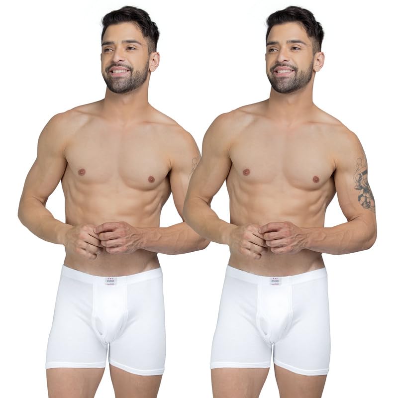 Men's Trunks | White | 100% Cotton, Hosiery | High Waist | Regular Fit | Inner Elastic Waistband | Breathable Underwear, Innerwear | Solid (Combo Pack of 2)
