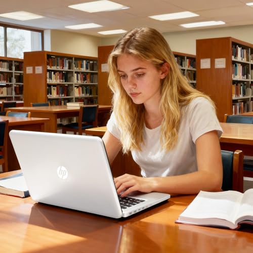 Image of HP 14 inch Laptop, Intel Dual-Core CPU, 16GB RAM, 256GB SSD, Soft White Finish, HD Display, Windows 11, Microsoft 365 Web Apps with 1TB OneDrive