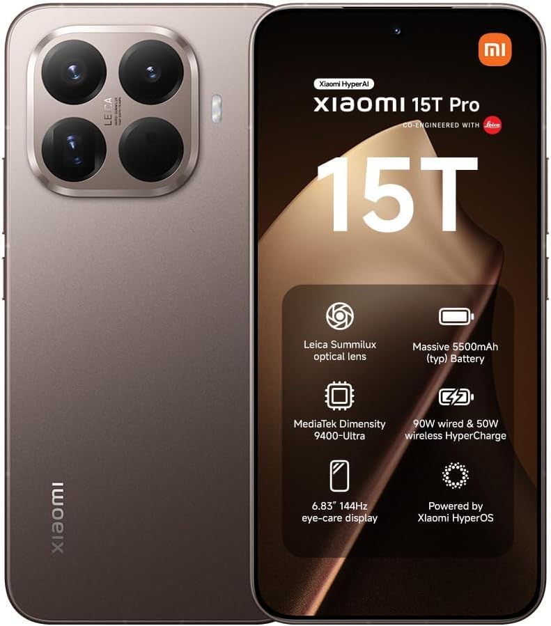 Xiaomi 15T Pro Mocha Gold 12+512GB, 6.83" 144Hz Eye-care Display, MediaTek Dimensity 9400+, 50MP Leica 5x Pro Telephoto, 5500mAh