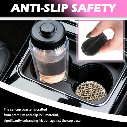 2PCS Portavasos para Carro Estampado Leopardo con Rhinestones miniatura 5