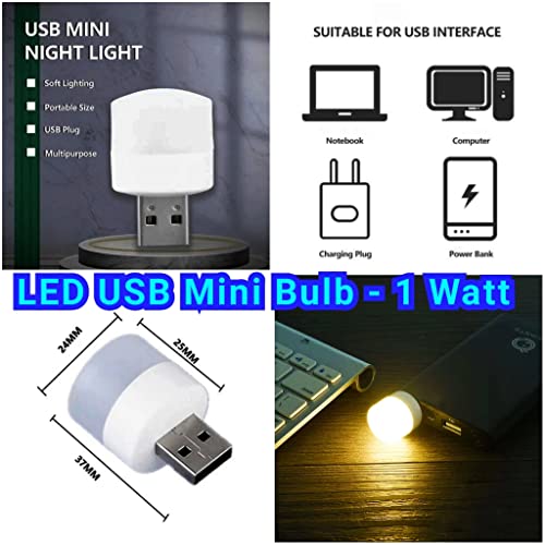Image of Mini USB Night Light | Small Lamp for Eye Protection & Reading | LED PC Car Bulb | Indoor & Outdoor Camping Light | White