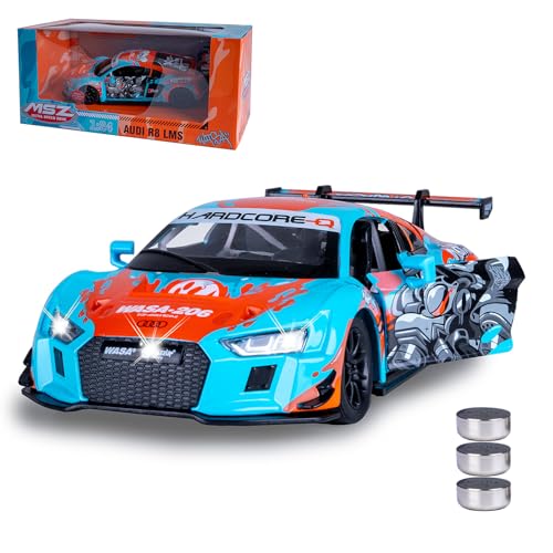 JAMARA 402605 Audi R8 LMS Diecast 1:24 avec Piles Bouton – Jouet Miniature pour Enfants, Cadeau pour Enfants, Portes, Ouverture/Fermeture Manuelle, lumière