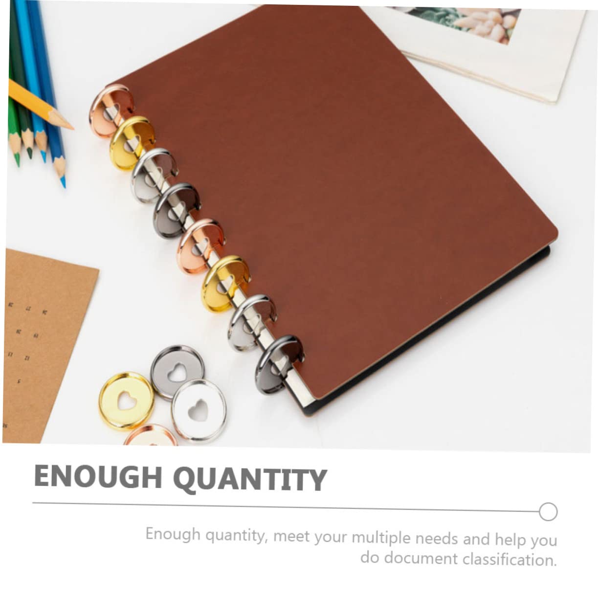 TEHAUX 100pièces Disques De Liaison Plastique Forme De Cœur Accessoires De Reliure pour Albums Et Planificateurs Solides Et Pratiques pour Vos Projets De Bricolage