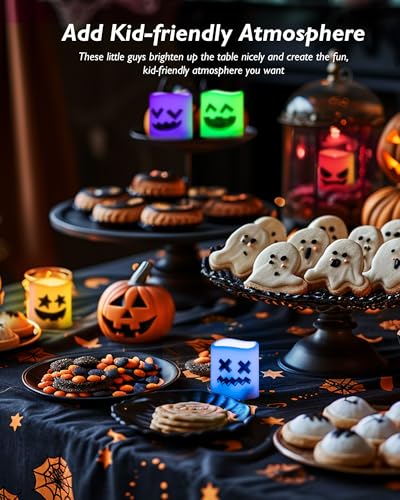 Homemory H2450GLQDYK12-DS 12Pack Remote Control Halloween Candles, 400+Hour Flameless Candles, 2/4/6/8H Timer Led Votive Candles, 6 Color Battery Operated Tea Lights For Holidays thumb #5