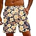 Swimmingtrunks for Men Big and Tall Beach Summer Elastic Waist Drawstring Men Shorts Cotton Fashion Quick Dry with Pocket Tropical Floral Print Swimsuit No Liner Purple XL
