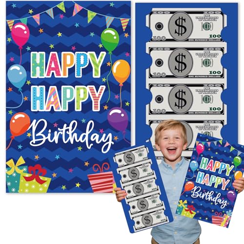 Meiidoshine Extra Large Birthday Envelope Money Holder Gifts with Bill Slots and Card Slots 14x9 Inch Oversize Surprise Birthday Gift Cash Card Holders for Kids Adults Fun Ways to Give Money Ideas