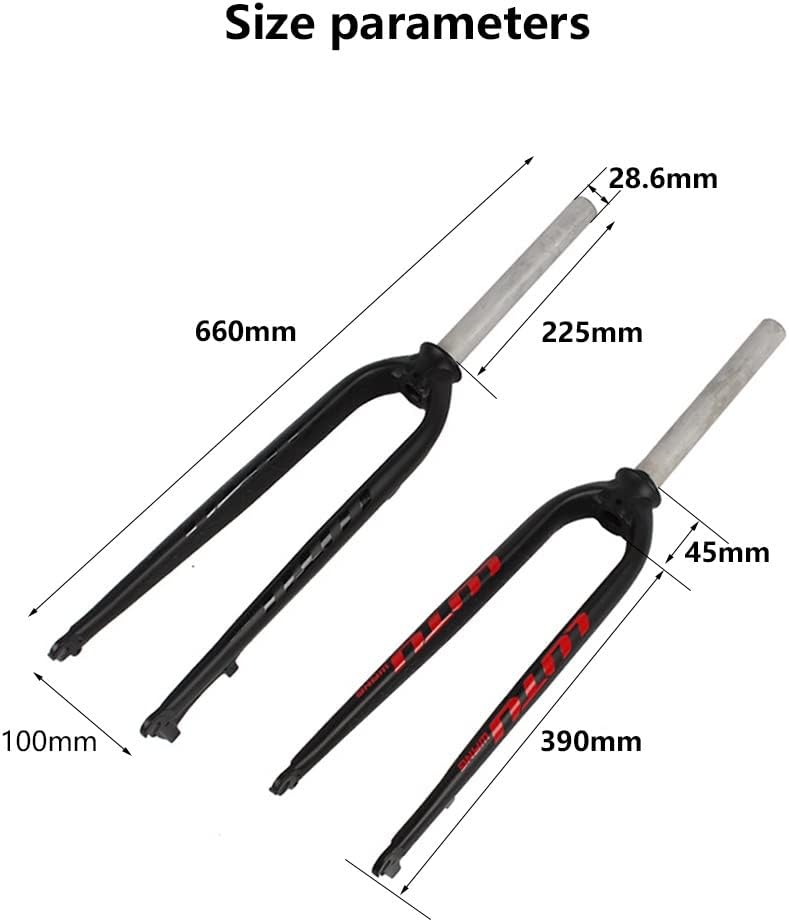 Mountain Bike Rigid Forks 26" 27.5" 29" Aluminum Alloy Fork 28.6mm in XC Alloy Forks Disc Brake Bicycle Lightweight Front Fork Threadless Straight Tube for MTB Road Bikes