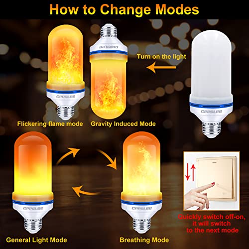 Cppslee Led Flame Light Bulbs, 4 Modes Fire Light Bulbs, E26 Base Flame Bulb, Christmas Party, Indoor And Outdoor Home Decoration (Yellow, 4 Pack) #TOP3