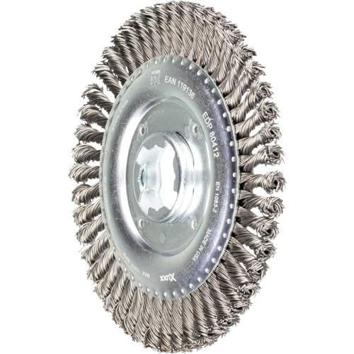 PFERD Pipe, Round Brush, 125 x 6 mm, Knotted, 0.50 mm Steel Wire, X-Lock (22.23 mm), 43302521 - for Quick and Comfortable Tool Changes