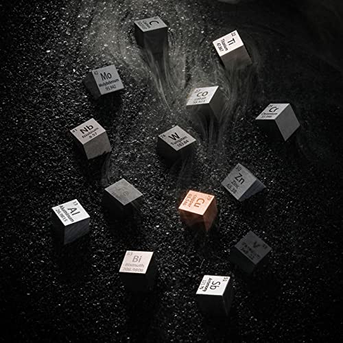 14 Pieces Element Cube Set Density Cubes Pure Metal Periodic Table Metal Cubes Tungsten Cube, Titanium, Bismuth, Aluminum, Iron, Copper, Etc For Element Collections Hobbies As Christmas Gift #TOP6