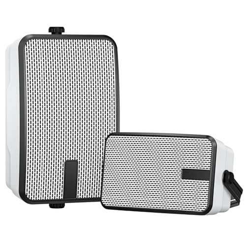 MWAU Outdoor Bluetooth Speakers 400w for Garage, Patio, Porch, Gazebo, Soffit, Entertainment Room. Wall Mount Speaker, Wireless Sync Up to 100 Speakers, IPX5 Waterproof (2 Pcs)