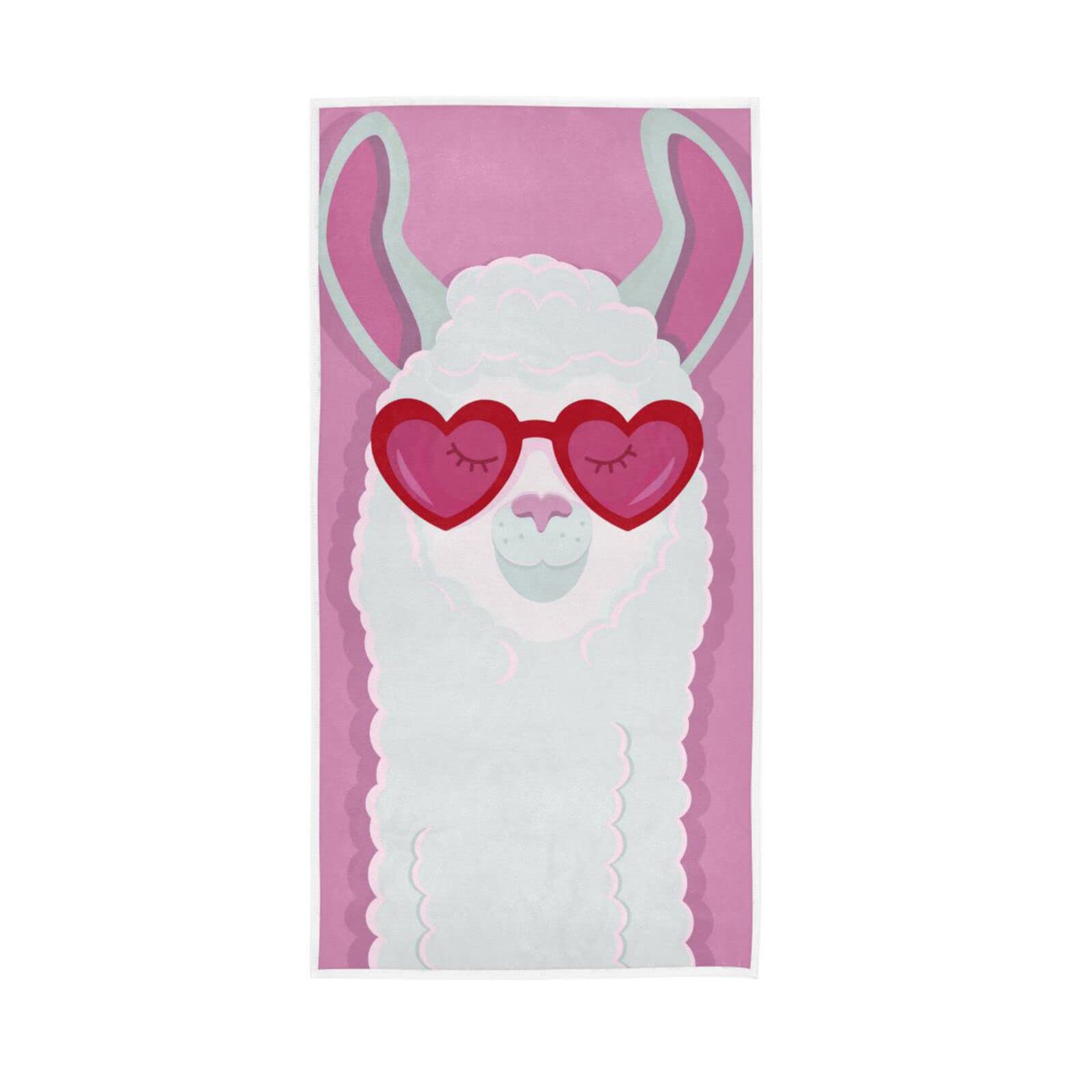 LSRCPD Hand Towels Alpaca Lama Love Decor Fingertip Soft Face Towel Absorbent Bathroom Kitchen Towels