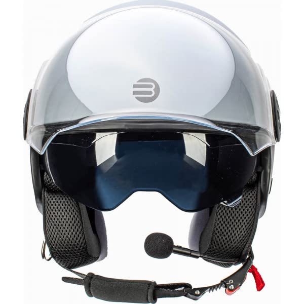 Befast - Jet Rapid Connect III - Casque Moto et Scooter avec intercom intégré, Grande visière Anti-Rayures et écran Solaire rétractable, Gris Mat, Taille L
