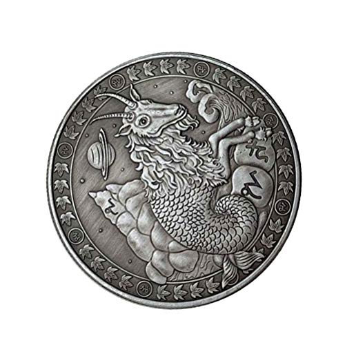 PRETYZOOM Sternbild Münze Steinbock Münze Geschenk Vintage-Stil Horoskop Münze Geburtstag Zeichen Glück Andenken Münze Stereoskopische Metallmünze Handwerk (Steinbock)