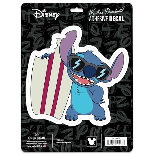 Image of Disney Lilo and Stitch Surfboard Adhesive Vinyl Decal - Playful Stitch Sticker for Car - Great Gift Idea