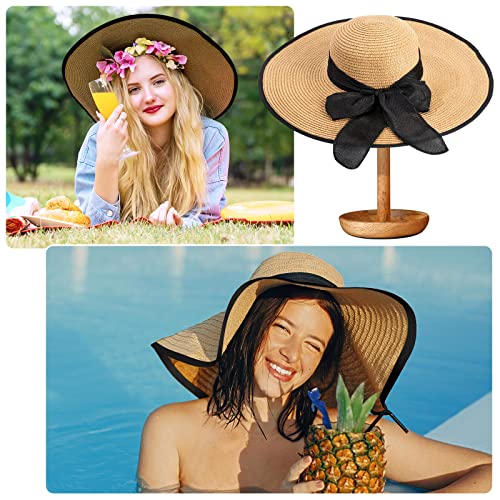 Xtinmee 6 Pcs Summer Women's Big Bowknot Straw Hat Wide Brim Foldable Floppy Hat Adjustable Uv Protection Upf 50+ Beach Hat (Light Colors) #TOP4