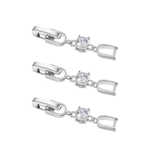 3-Pack Rhinestone Foldover Extension Clasps for Jewelry