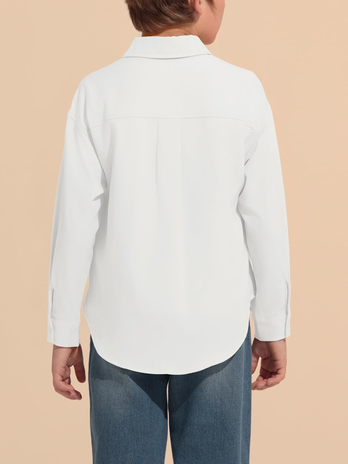 Haloumoning Boys Long Sleeve Dress Shirts Collared Button-Down Shirt School Uniform Shirts with Chest Pocket 5-14 Years - Image 5