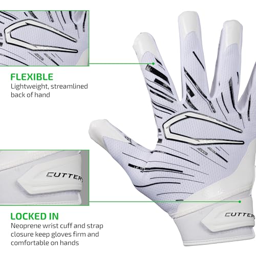 image for Cutters Football Gloves - Game Day Football Receiver Gloves with High 
