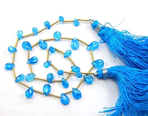 Apatite néon perles poire briolette lisses 12 pouces création collier artisanat