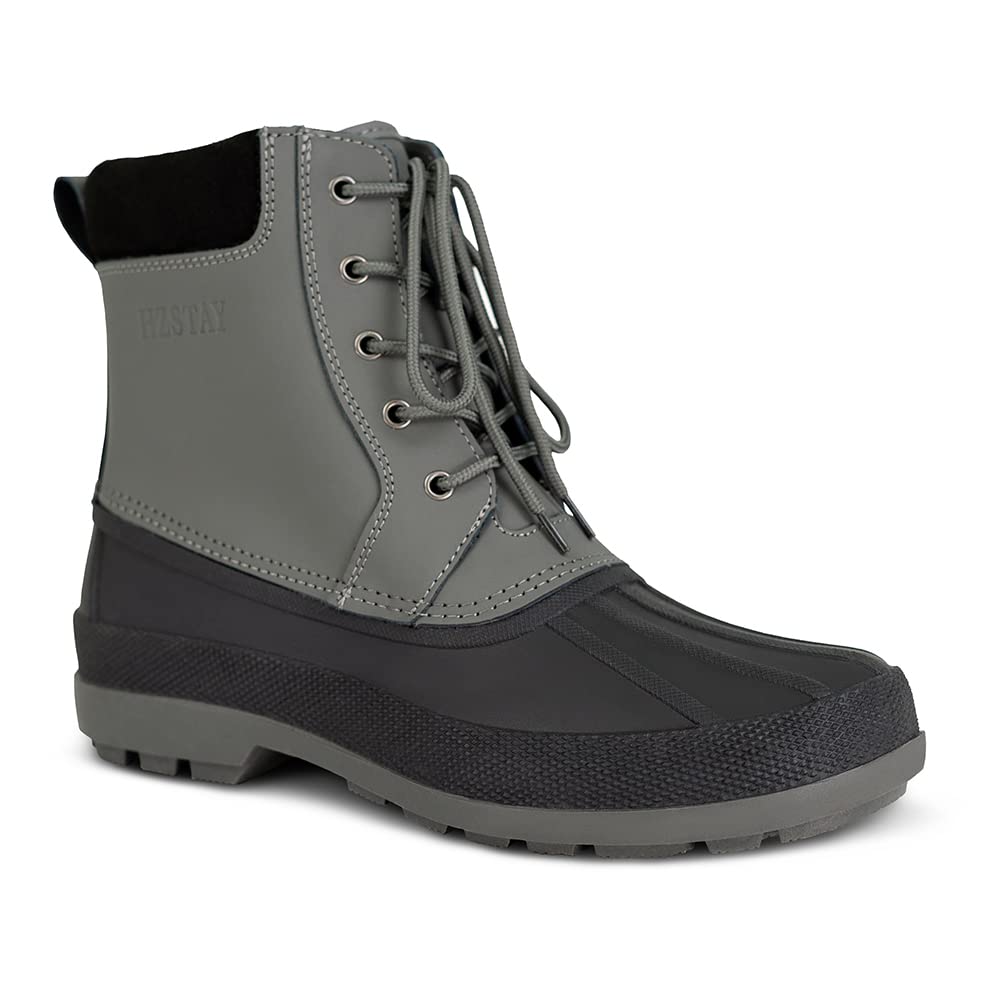 Mens Leather Waterproof Snow Boots，Ankle Boots,Hiking Bean Hiker Walking