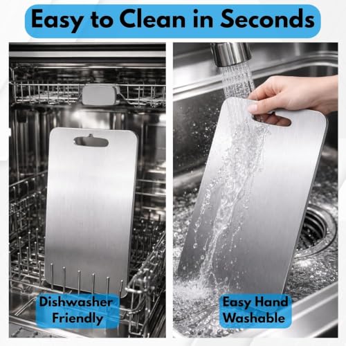 Image of Stainless Steel Cutting Board for Kitchen Large | Steel Chopping Board Heavy Duty | Vegetable Cutting Board | Hygienic, Rust-Proof & Durable Steel Chopper Board for Kitchen Use (41 * 31)