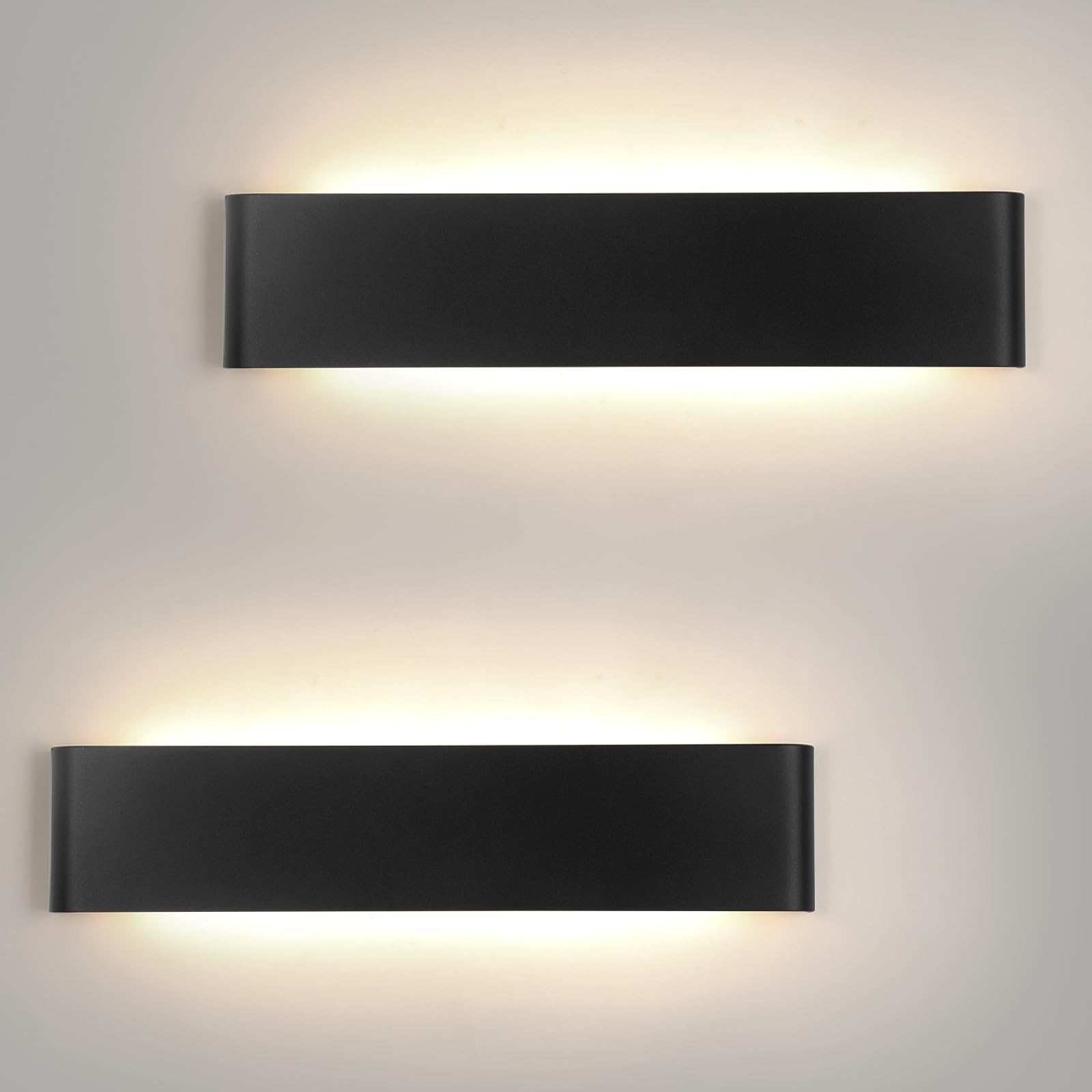 Mille Lucciole 2 Piezas Lamparas de Pared 24W Arriba y Abajo Apliques de Pared Interior 41CM Apliques Aluminio Moderno/Decorativo 4500K Blanco Neutro 2880LM Aplique Pared Dormitorio Negro