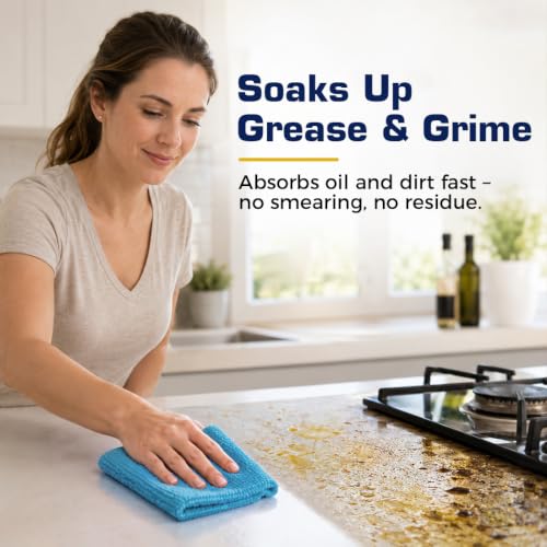 Image of GLIMGLINT Reusable Shop Towels, 200 Pack Microfiber Cleaning Cloth, 11 x9