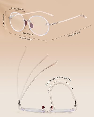 Miniatura 5 de TERAISE Rimless Reading Glasses for Women,3 Pack Blue Light Blocking Reading Glasses,Ultralight Frameless Reader