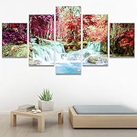 SIGNWIN 5 Panel Canvas Wall Art Modern Art Dramatic Farmhouse/Country Mountain Multicolor Nature Photography for Home Decorations Ready to Hang - 60