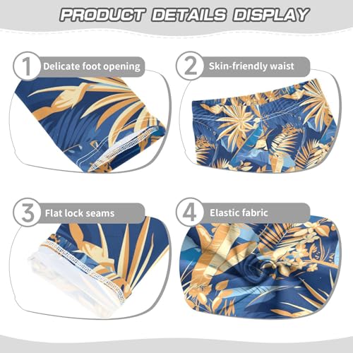 KLL Blue and Yellow Theme Plants Toddler Girls' Legging Stretchy High Waisted Athleisure Pants Sports3