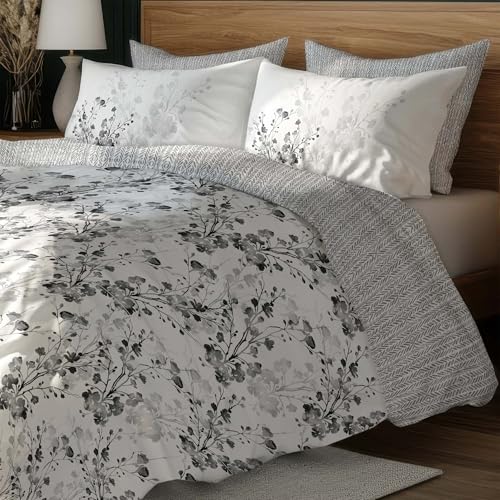 Image of LANE LINEN 400TC Morrison Bloom Super King Size Bedsheet with 4 Pillow Cases | 100% Cotton Digital Print Bedding Set (2.74 M x 2.74 M) | Modern Floral Pattern for Luxurious Comfort (White Floral)
