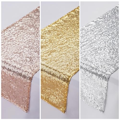 Nappe à paillettes argent luxueuse, chemin de table haute densité 30x300