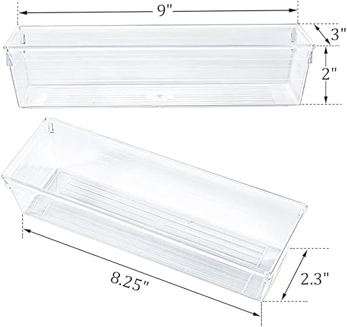Miniatura 4 de Kingrol Paquete de 12 organizadores de cajones transparentes, cubos de almacenamiento divisores de cajones de 9 x 3 x 2 pulgadas, juego de cajas de