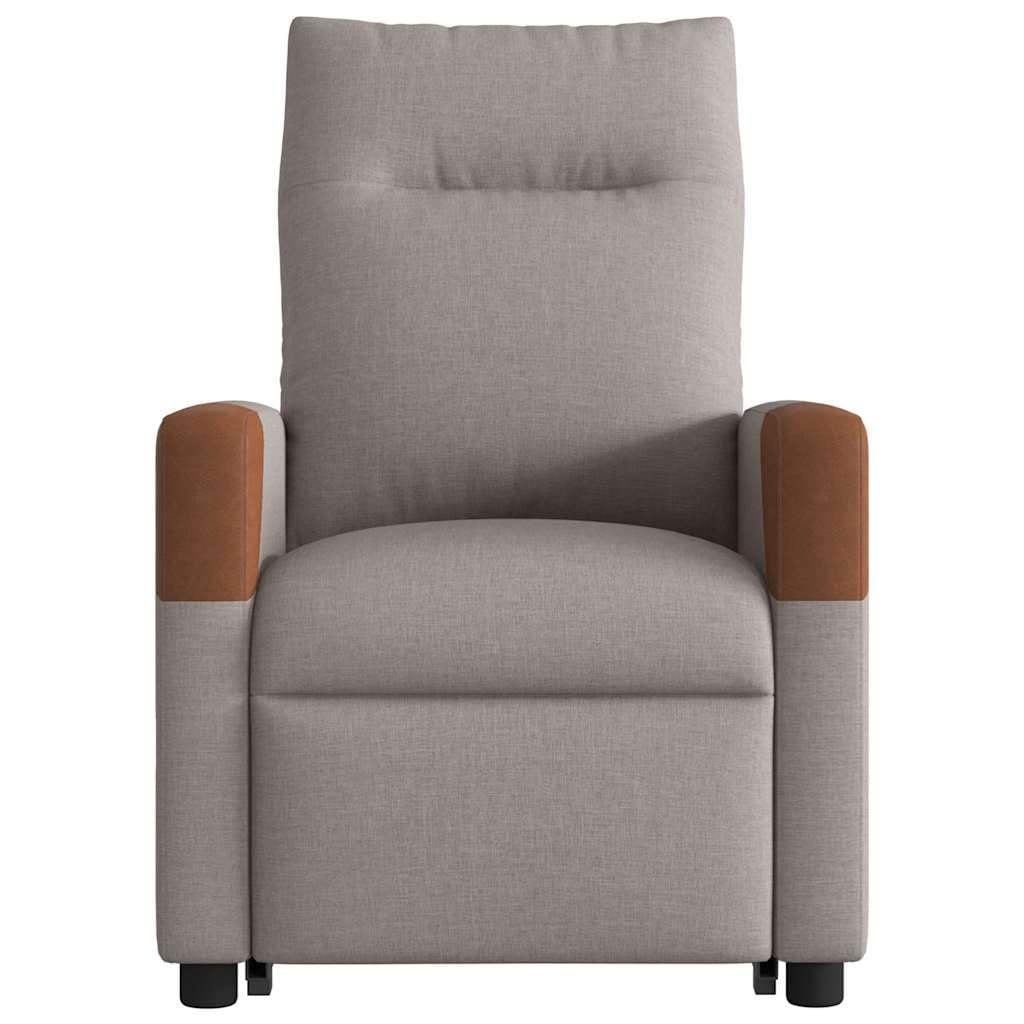 IKAYAA Sillón de Masaje con Elevador Levanta Personas Mayores, Ajuste Eléctrico del Respaldo, Sillon Relax Reclinable Electrico, Butaca Relax Sillon en Tela, Sofá 1 Plaza, Gris Taupe y marrón