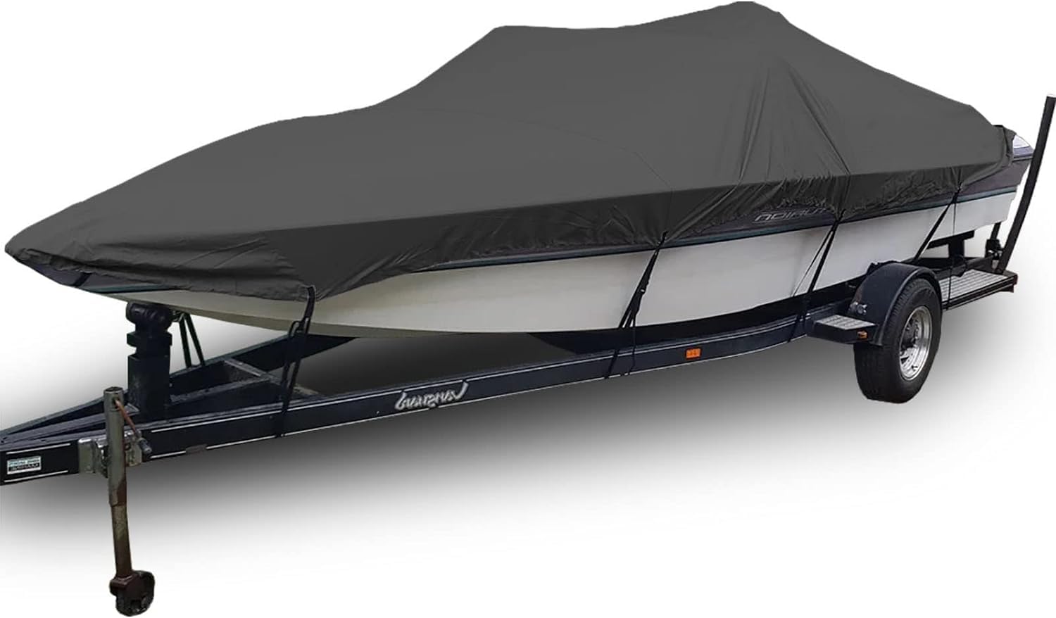 Telo Copri Barca Tenda da Esterno Tessuto 420D Trainabile Bass Boat Scafo a V Tri-Hull Barca da Pesca Sci Nautico Runabout Bowrider Boat (Nero 700x254