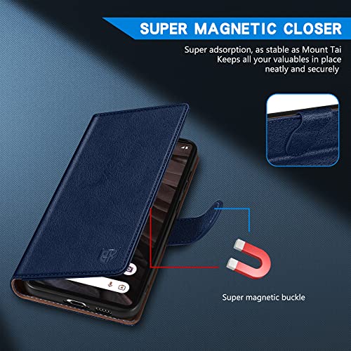 Image of ZZXX for Google Pixel 7a Wallet Case Magnetic Closure 6.1 inch,Blue