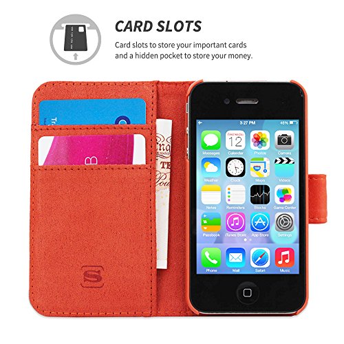 Snugg - Custodia in pelle per iPhone 4/4S, con