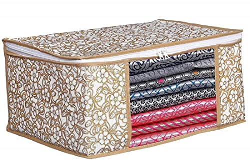 Image of IMMERSE Non-Woven Saree Cover Storage Bags for Clothes with primum Quality Combo Offer Saree Organizer for Wardrobe /Organizers for Clothes /Organizers for Wardrobe (BEIGE)