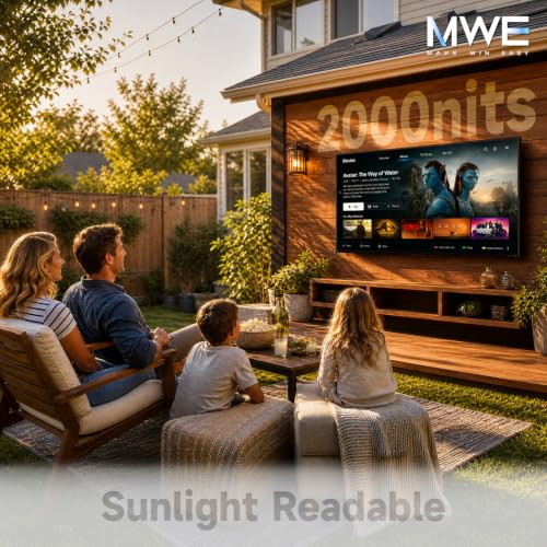 Image of MWE 55 Inch Outdoor TV, 4K UHD, 2000 Nits, IP55, webOS Smart TV | Light-sensing Adjustment, Voice Control, App Control, Screen Mirroring