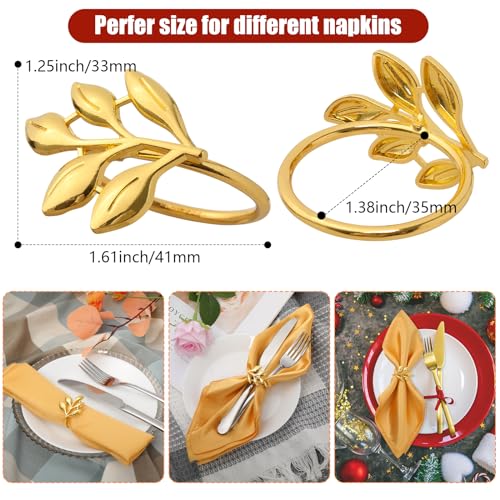 Vinksun NR-03 Napkins And Napkin Rings Set Of 8, Gold Napkin Cloth And Gold Napkin Rings, Smooth Satin Table Napkins And Napkin Holder Buckles thumb #1