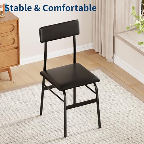 Image of IDEALHOSUE Dining Table Set for 4, 5 Piece Kitchen Table Set with 4 Upholstered Chairs, Breakfast Table for Samll Space, Dining Room, Apartment, Restaurant, Rustic Brown