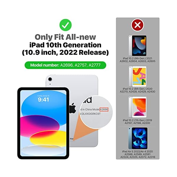 MoKo Hülle für ipad 10. Generation 2022, ipad 10,9 Hülle Dünne Leichte PU Leder Tablet Hülle mit Auto Schlaf/Aufwach… – Bild 3