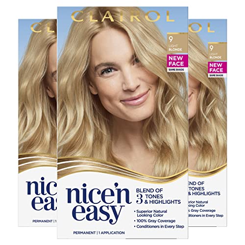 Clairol Nice'n Easy Permanent Hair Dye, 9 Light Blonde Hair Color, Pack Of 3 #TOP16
